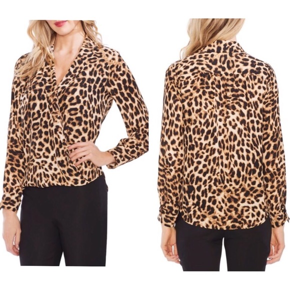 Vince Camuto Tops - Vince Camuto Leopard-Print Surplice Blouse